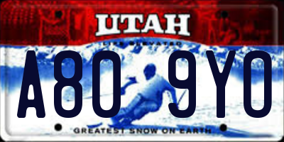UT license plate A809YO