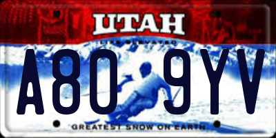 UT license plate A809YV