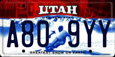UT license plate A809YY