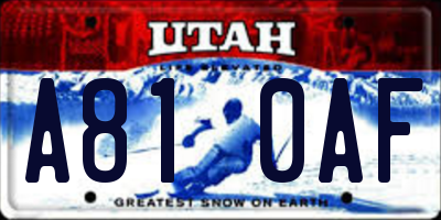 UT license plate A810AF