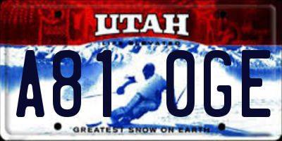 UT license plate A810GE