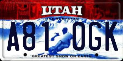 UT license plate A810GK