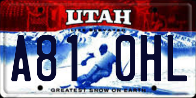 UT license plate A810HL