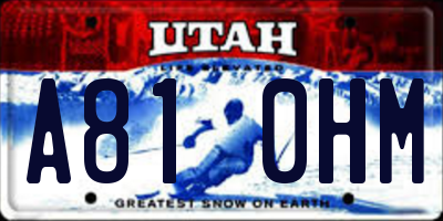 UT license plate A810HM