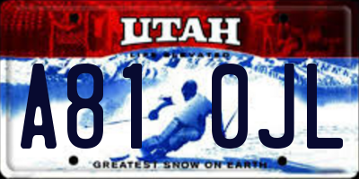 UT license plate A810JL