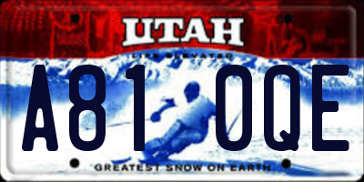 UT license plate A810QE