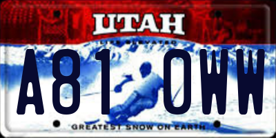 UT license plate A810WW