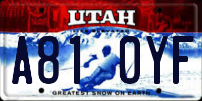 UT license plate A810YF
