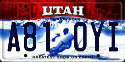 UT license plate A810YI