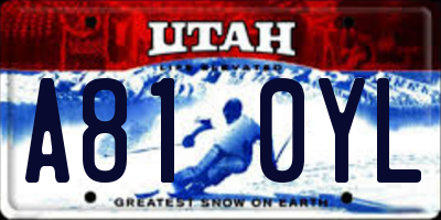 UT license plate A810YL