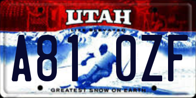 UT license plate A810ZF