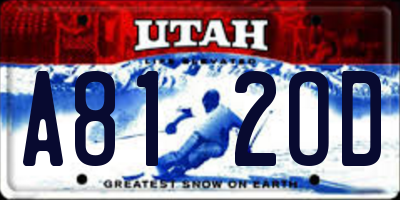 UT license plate A812OD