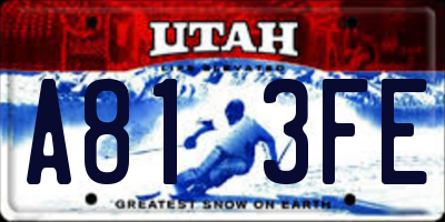 UT license plate A813FE