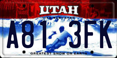UT license plate A813FK