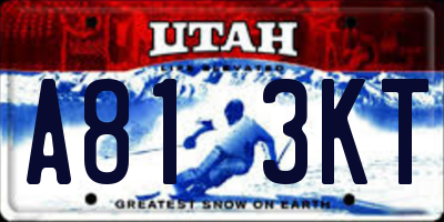 UT license plate A813KT
