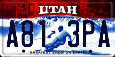 UT license plate A813PA