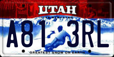 UT license plate A813RL