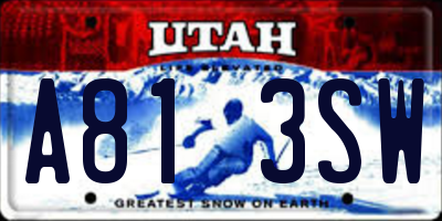 UT license plate A813SW