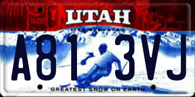 UT license plate A813VJ