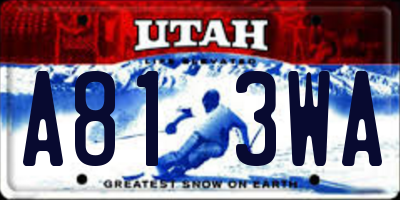 UT license plate A813WA