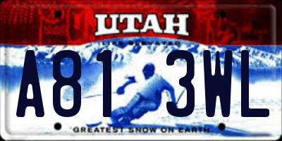 UT license plate A813WL