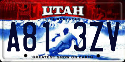 UT license plate A813ZV