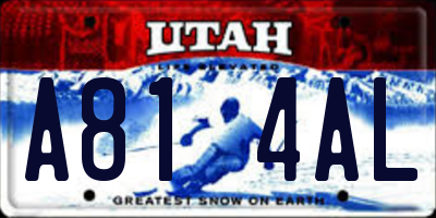 UT license plate A814AL
