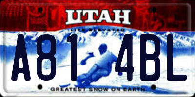 UT license plate A814BL