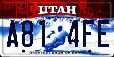 UT license plate A814FE