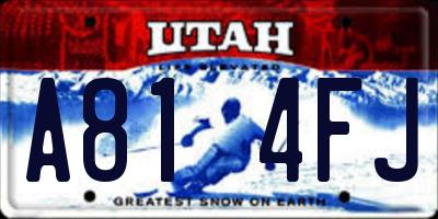 UT license plate A814FJ
