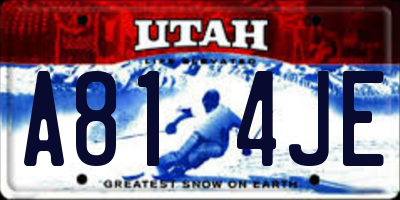 UT license plate A814JE