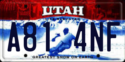 UT license plate A814NF