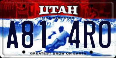 UT license plate A814RO