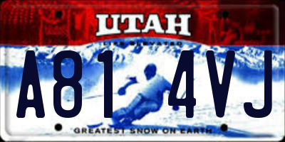UT license plate A814VJ