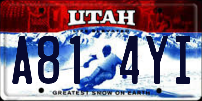 UT license plate A814YI