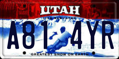 UT license plate A814YR