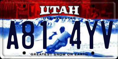 UT license plate A814YV