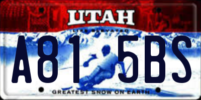 UT license plate A815BS