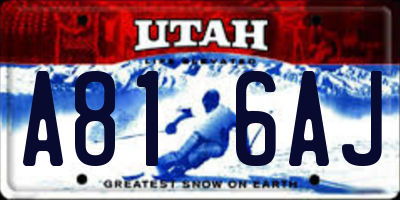 UT license plate A816AJ