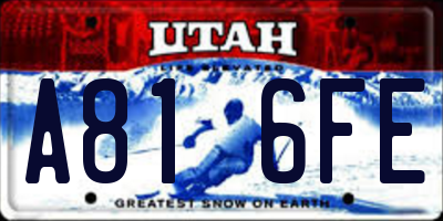UT license plate A816FE