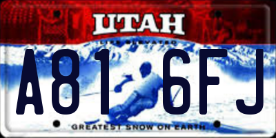 UT license plate A816FJ