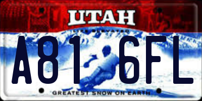 UT license plate A816FL
