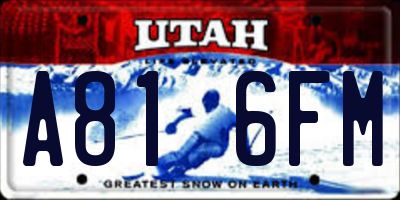 UT license plate A816FM
