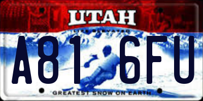 UT license plate A816FU