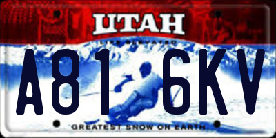 UT license plate A816KV