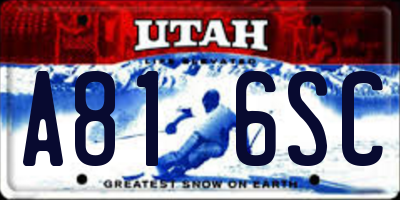 UT license plate A816SC
