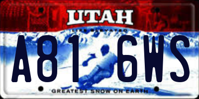 UT license plate A816WS