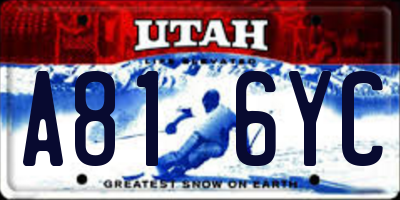 UT license plate A816YC