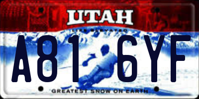 UT license plate A816YF