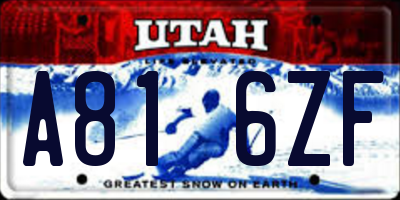 UT license plate A816ZF